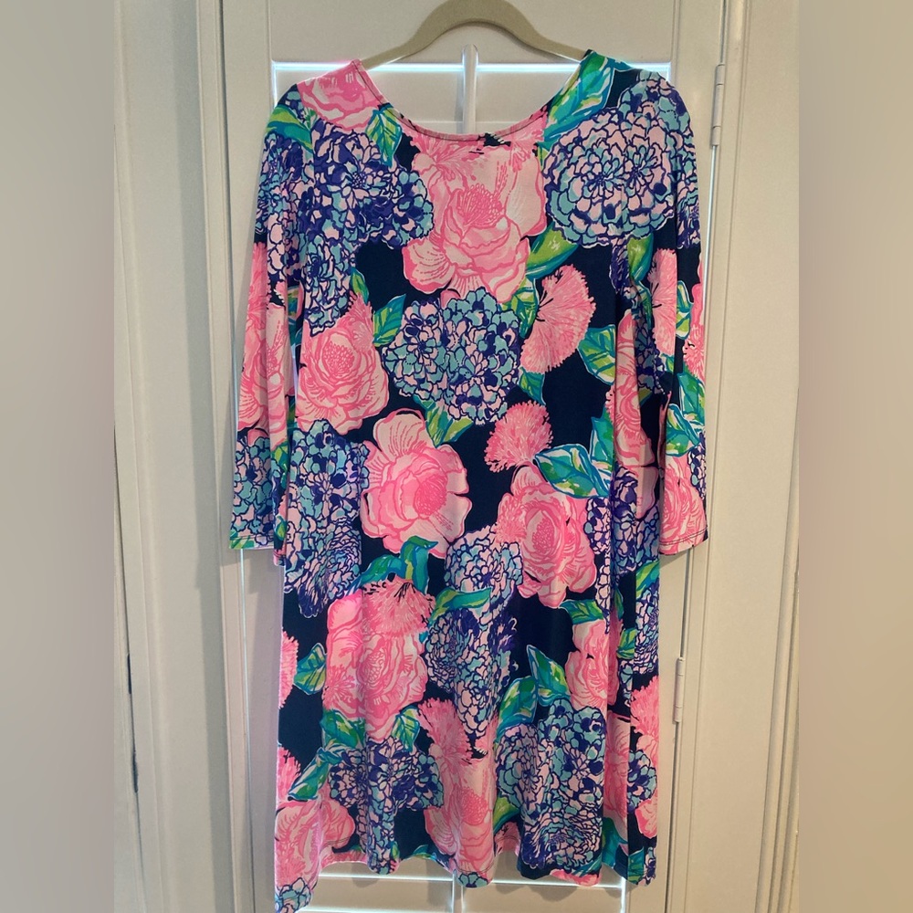NWT Lilly Pulitzer Ophelia Dress in High Tide Hey Hey Bouquet Size Large